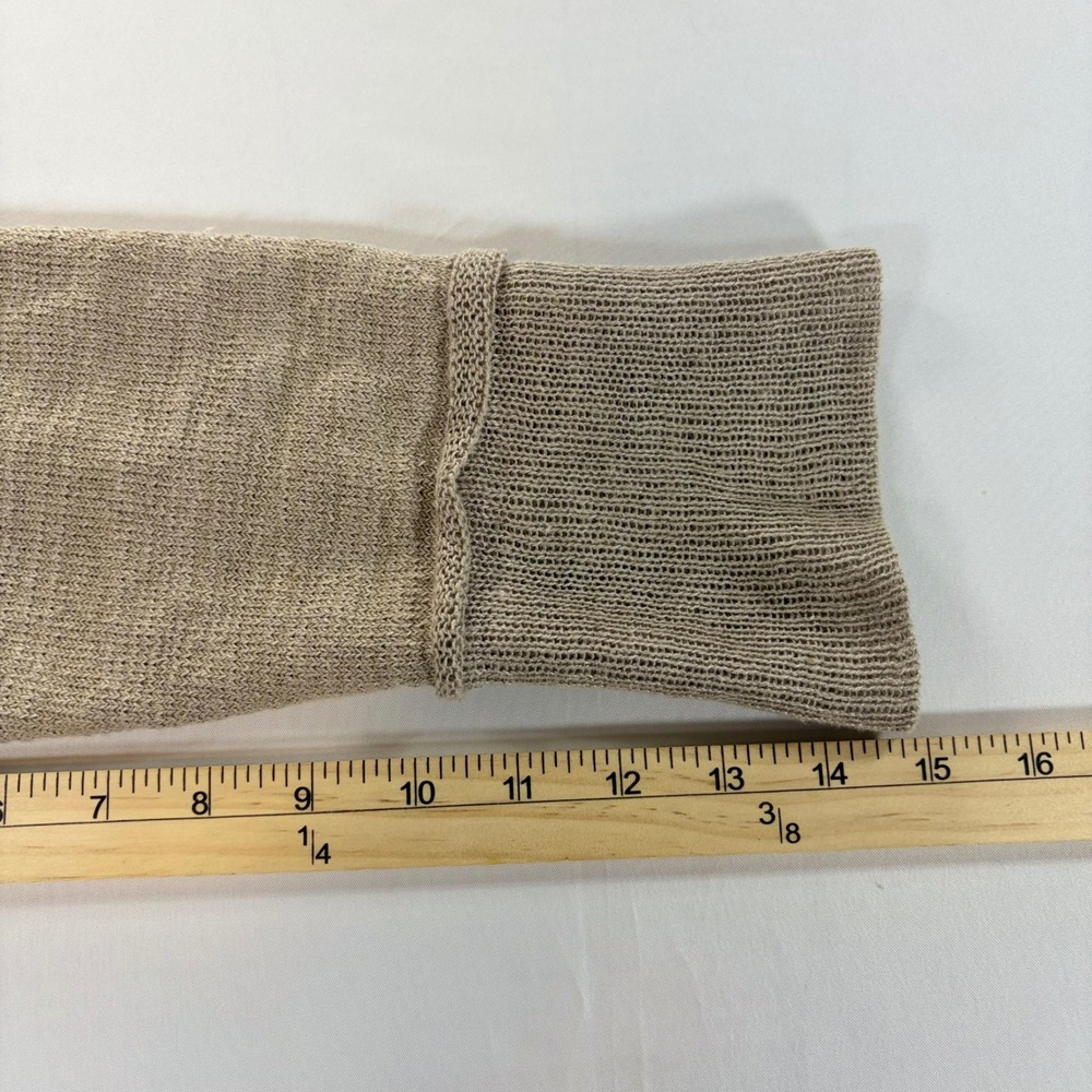 Setsuko Torii Japan 100% Linen Knit Cardigan Sweater Tan Beige Pocket Button - Picture 8 of 9